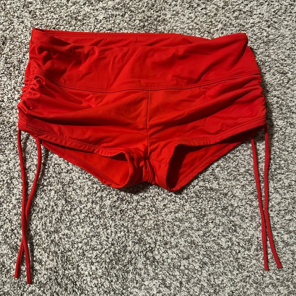 Athleta Red Ruched Swim Shorts